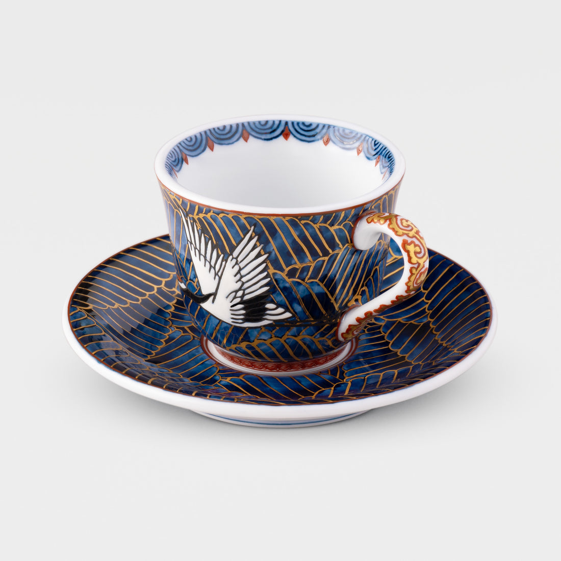 Cranes Flying Above The Waves (Gold)