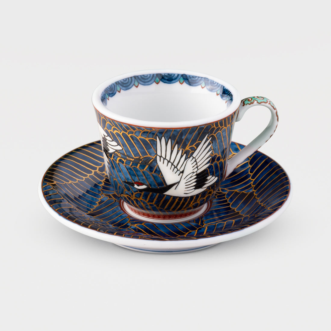 Cranes Flying Above The Waves (Emerald Green)