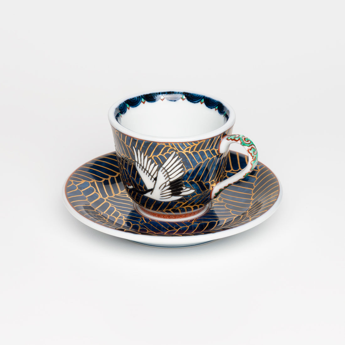 Cranes Flying Above The Waves (Emerald Green)