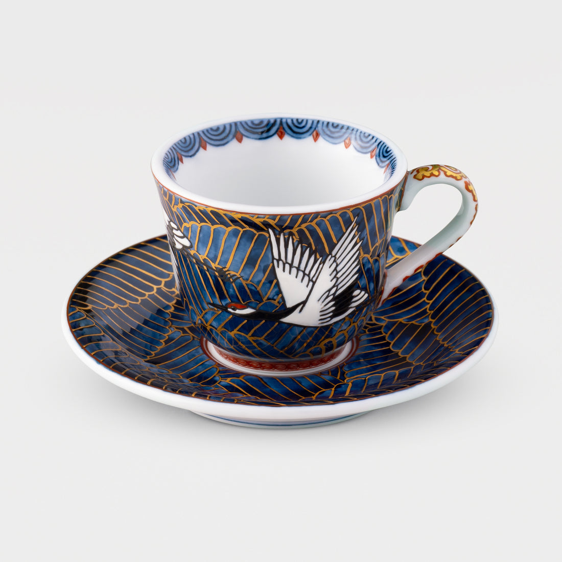 Cranes Flying Above The Waves (Gold)